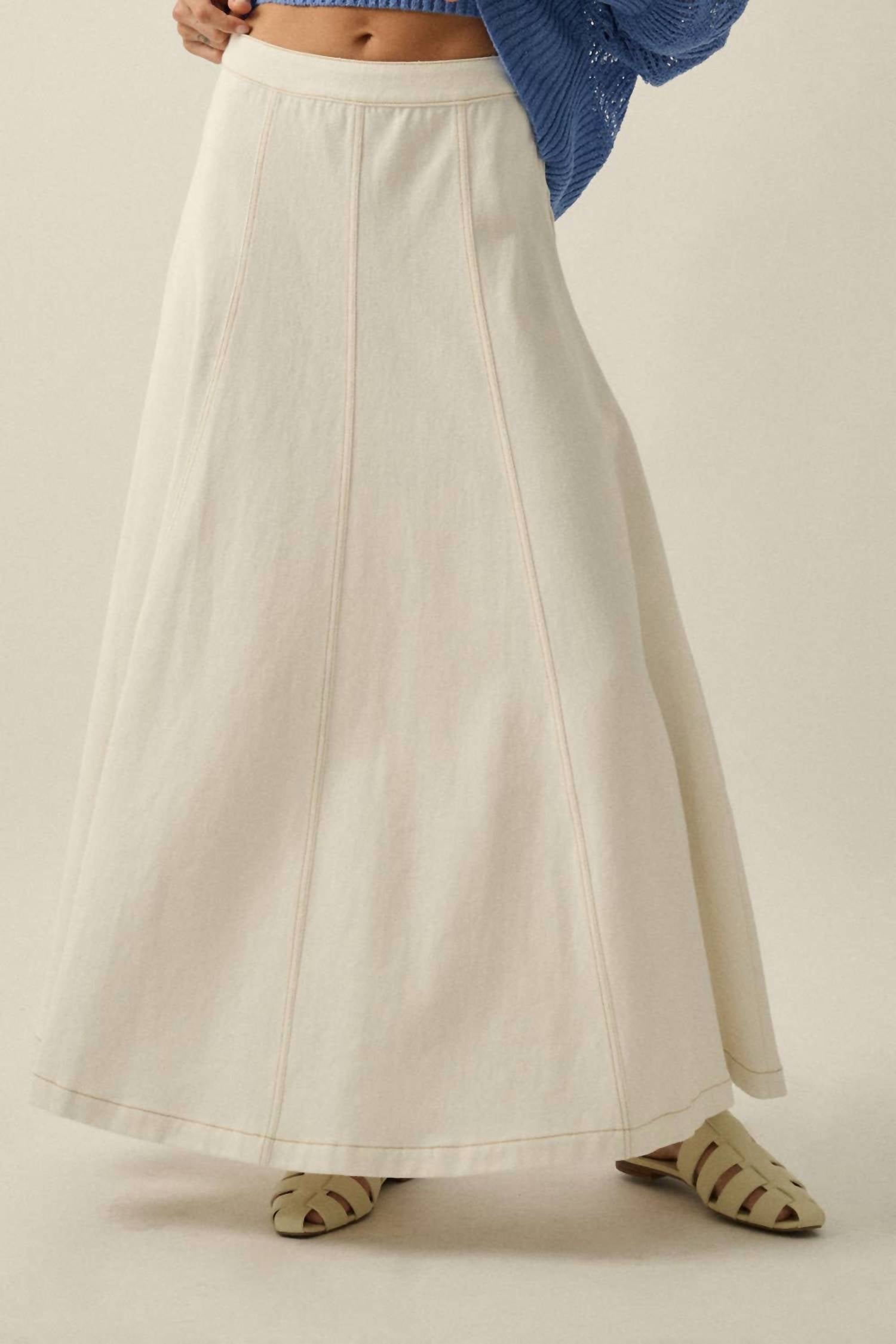 Promesa - Twill Denim Paneled A-line Maxi Skirt