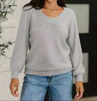 Vocal Apparel - Metallic Round Neck Fuzzy Chain Sweater