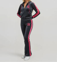 Malibu Road Love 23 Velour Tracksuit Set in black - women's sleepwear - detail view