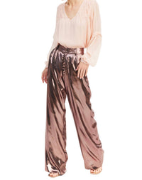 ALLISON NEW YORK Joan Lame Pants in rose gold - women's pants - view 6