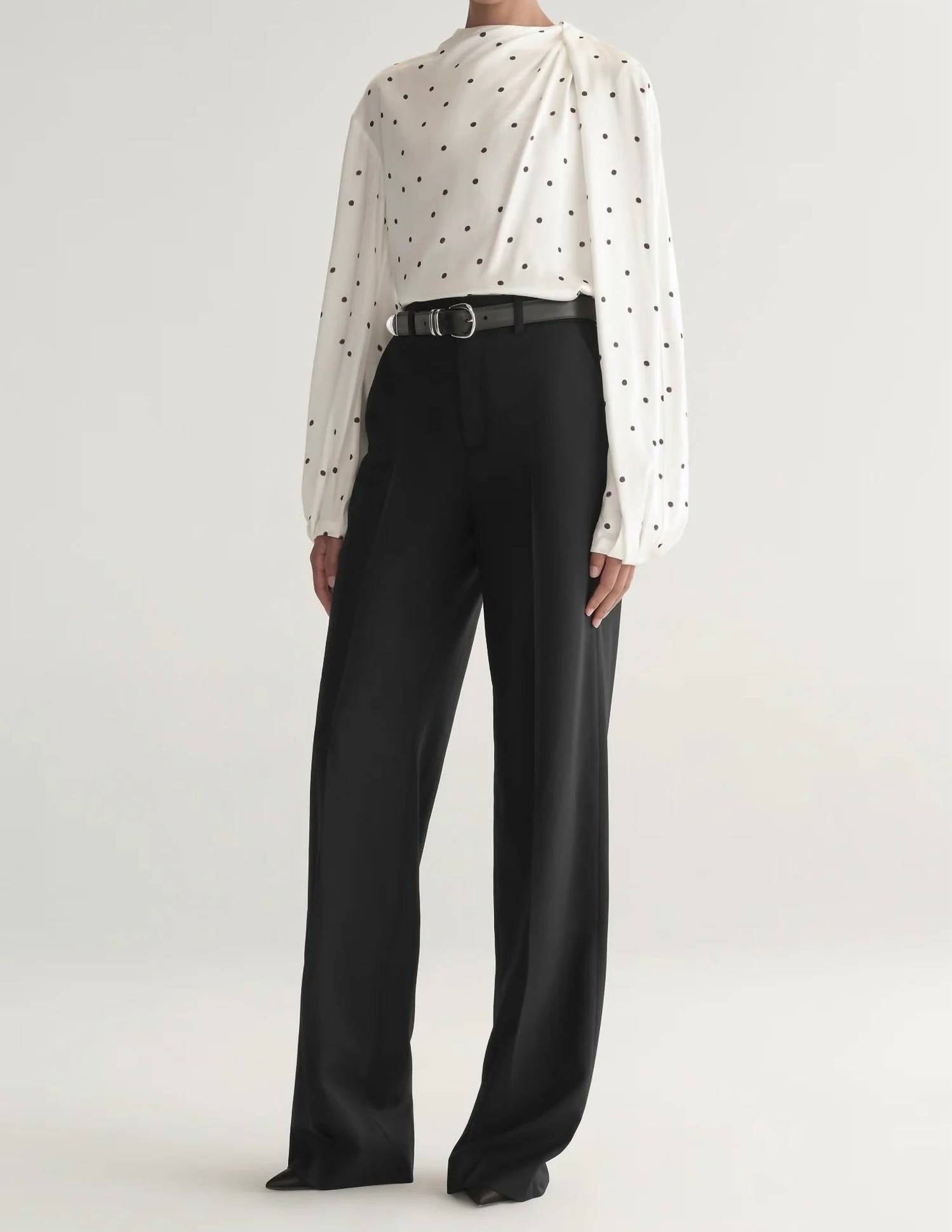 A.L.C. Blaire Long Sleeve Top in cream black - women's blouse - alternate view