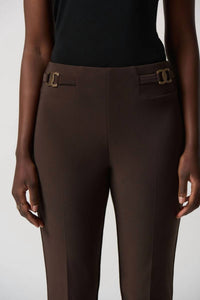 Joseph Ribkoff - Buckle Detail Pull On Slim Straight Ankle Pants