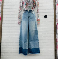 Judy Blue - Women's High Waist Released Hem Wide Crop Jeans