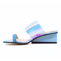 ALL BLACK Women's Clear Fish Wedge Sandals in blue - women's shoe - view 4