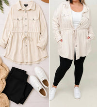 Cotton Bleu - Faux Suede Shirt Jacket