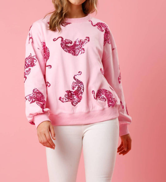 Fantastic Fawn - Fierce Babe Sequin Tiger Pullover