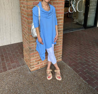 Sea Breeze - Hawaiian Gauze Cowl Neck Tunic Top