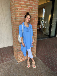 Sea Breeze - Hawaiian Gauze Cowl Neck Tunic Top