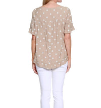 Multiples - Scoop Neck Ruffle Hi-lo Button Top