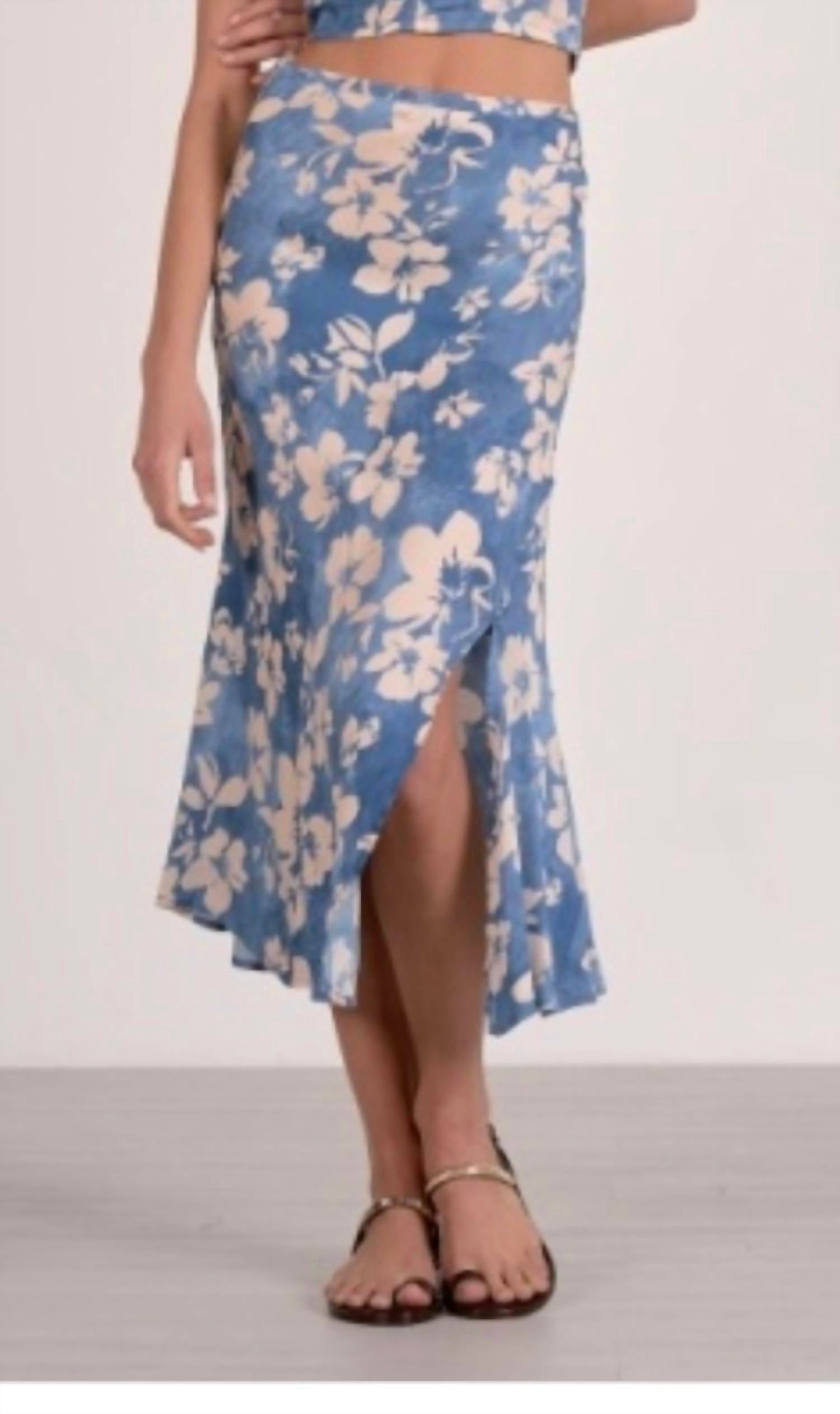 Elan - Floral Side Slit Skirt