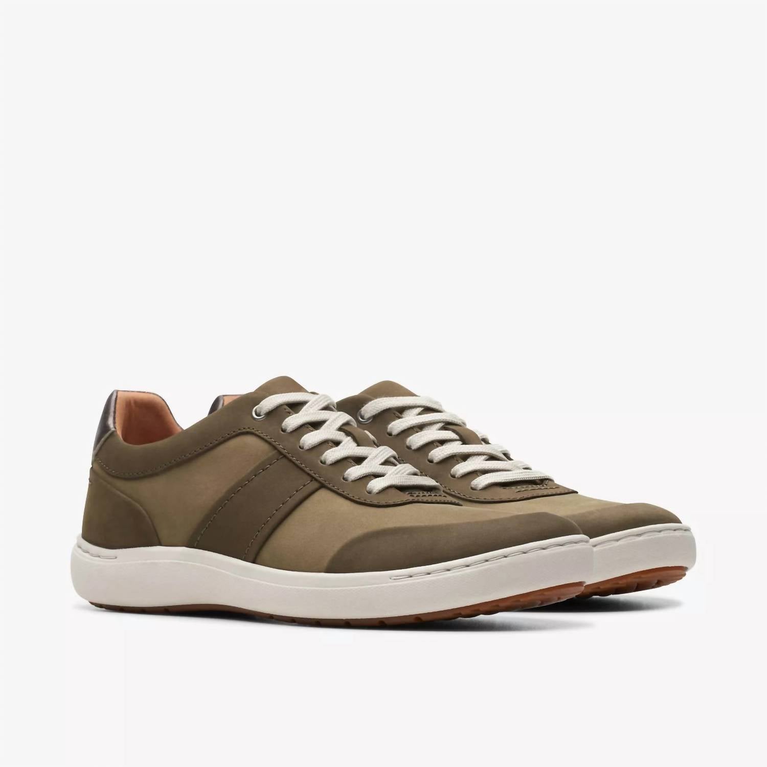 Clarks Women's Nalle Fern Sneakers in olive combination - women's sneaker - detail view
