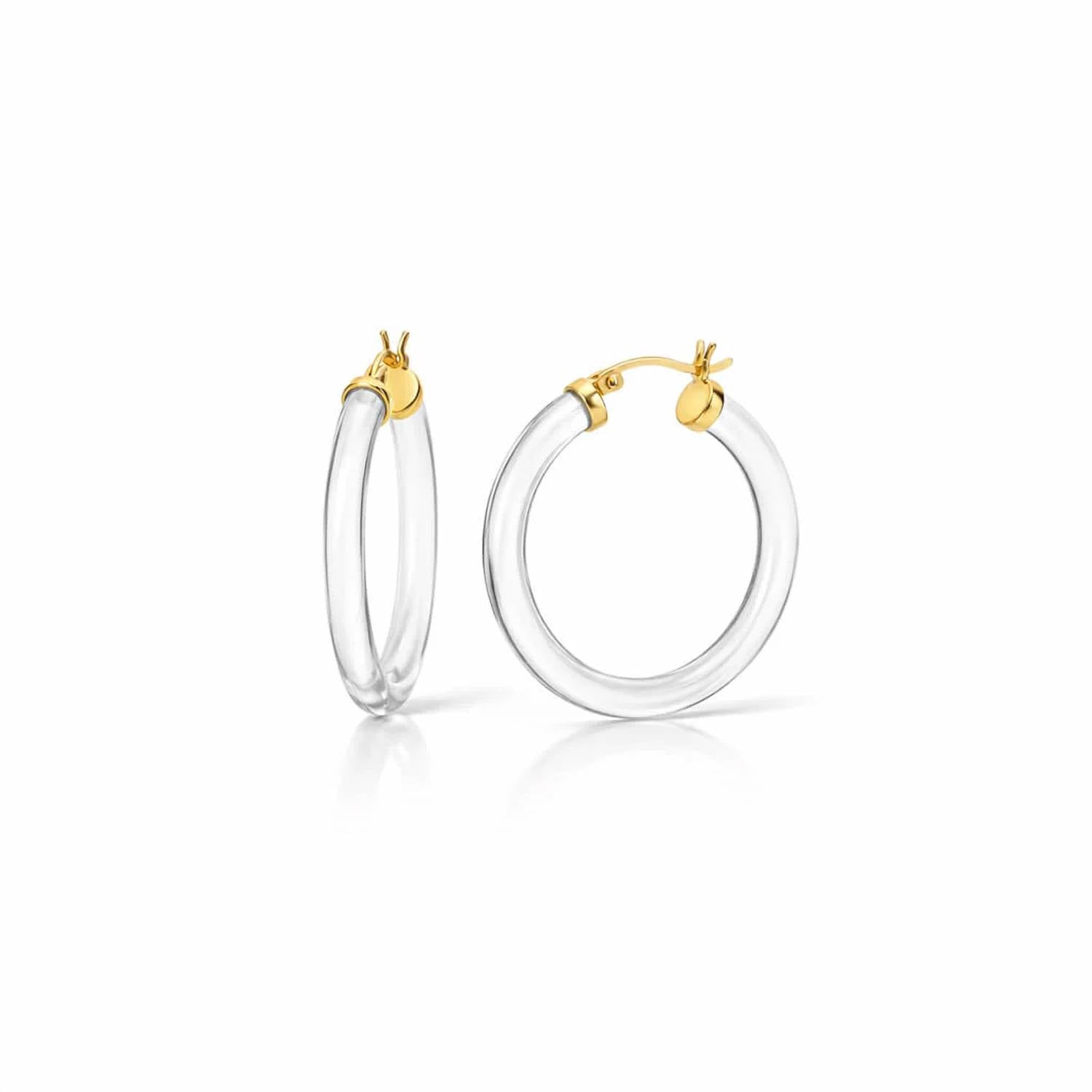 Gold & Honey - Women's Thin Lucite Hoop Earrings