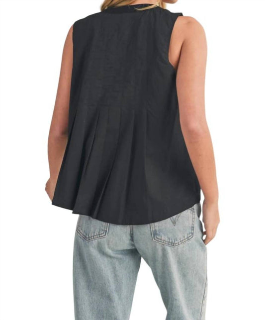 &Merci - V Neck Pintuck Flare Top