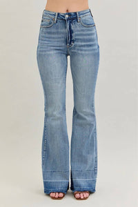 Judy Blue - High Waist Contrast Tummy Control Release Hem Flare Jeans