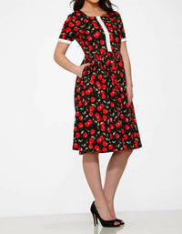 Orchid Bloom - Short Sleeve Cherry Dress