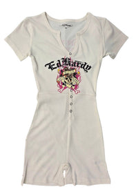 Ed Hardy Women's Love Kills Slowly Short Sleeve Pajama in ivory - women's pants