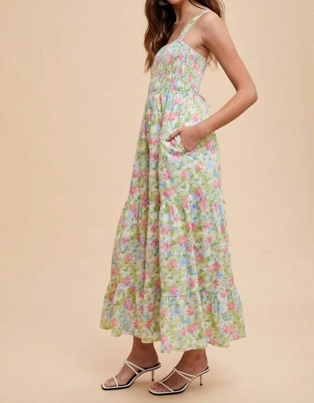 In-Loom - Smocked Cotton Floral Maxi Dress
