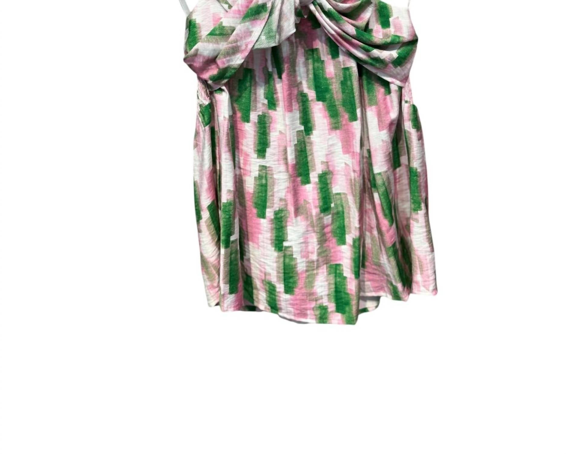 Joy Joy Women's Wrap Halter Top in pink green - women's tank top