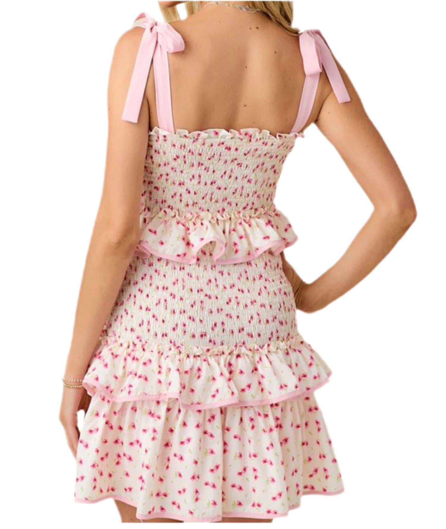 Baby Pink - Fancy Floral Mini Dress