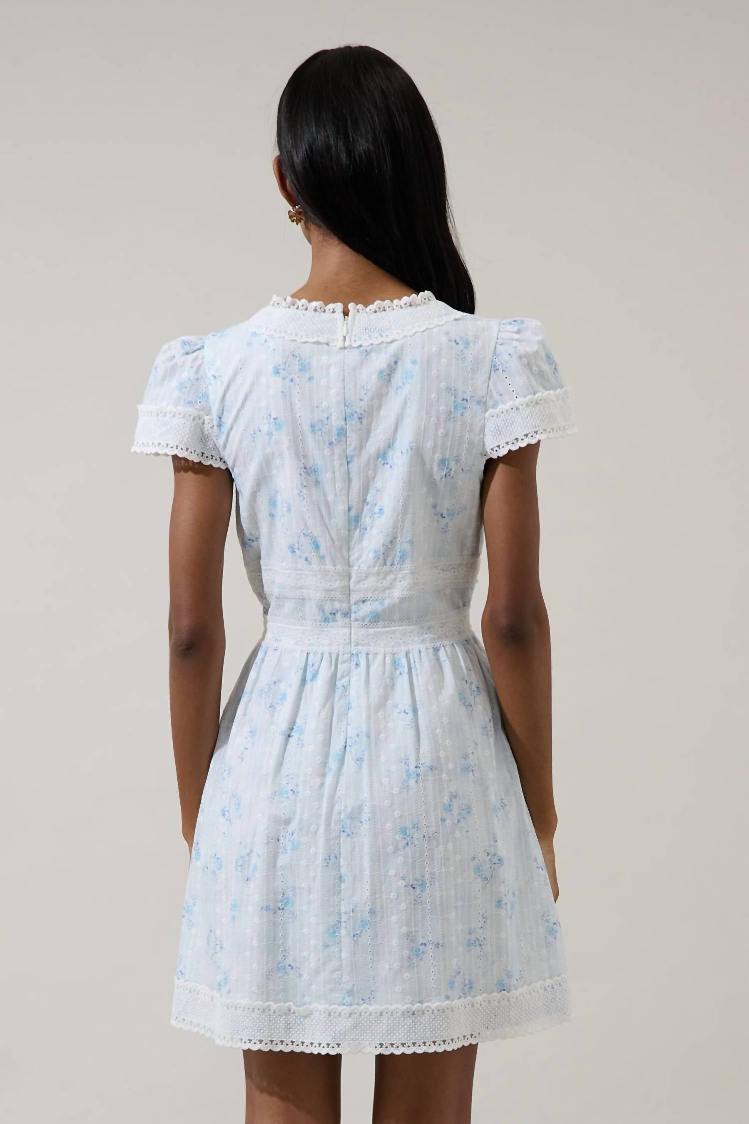 SUGARLIPS Arabella Floral Lace Mini Dress in white - women's dress - alternate view