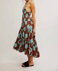 Free People Adriel Midi Dress in nutmeg combo - women's dress - alternate view