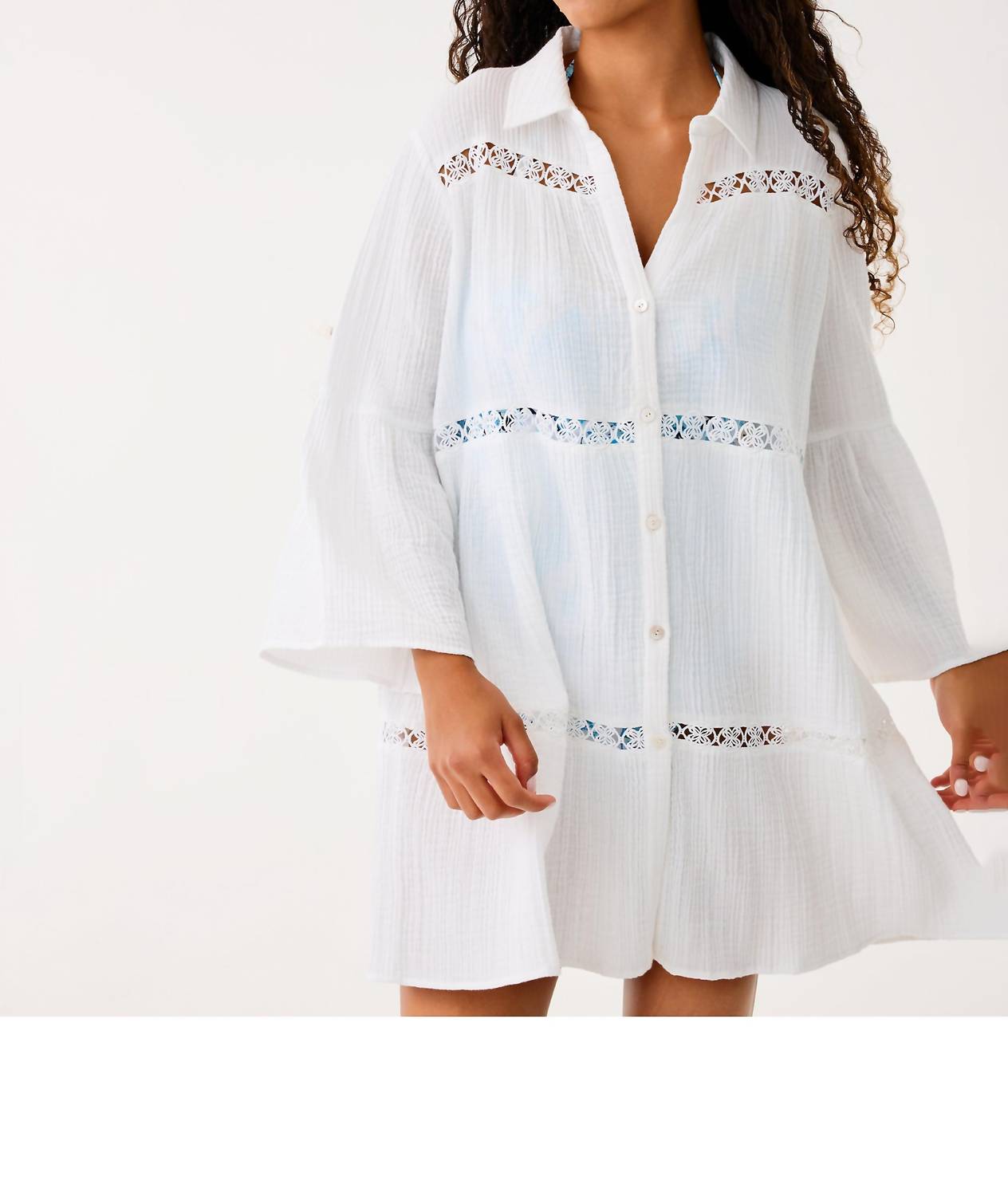 Lilly Pulitzer Elspeth Tiered Coverup in resort white - women's swimwear