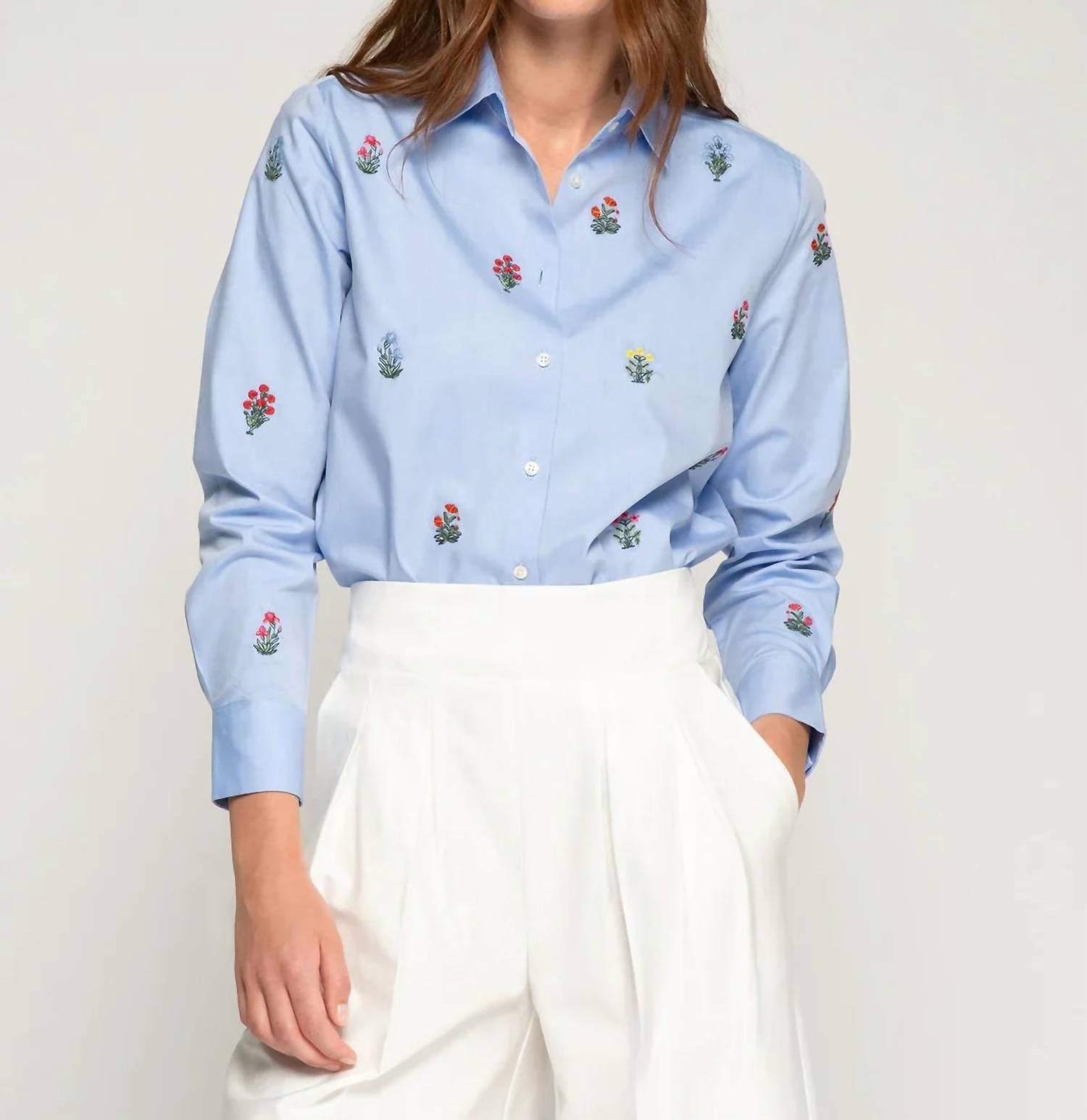 Vilagallo - Embroidered Flowers Shirt