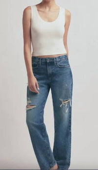 Favorite Daughter Women's The Tommy Low Slung Long Straight Jean in blue - women's jeans