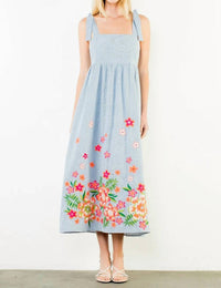 Thml - Embroidered Tie Midi Dress