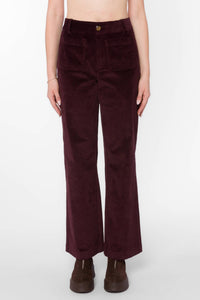 Velvet Heart Becker High Rise Flare Pant in deep plum - women's pants - detail view