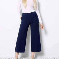 Up! - Women's Solid Amalfi Wide Leg Cropped Pant