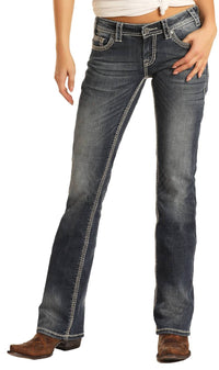 Rock & Roll Denim - Women's Mid Rise Stretch Bootcut Riding Jeans