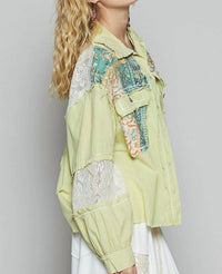 Pol - Printed Mixed Fabric Light Shacket