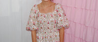 Peach Love - Sabrina Poplin Puff Sleeve Floral Maxi Dress