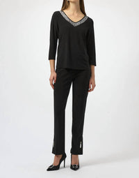 Joseph Ribkoff - V-neck Sequined Straight Top