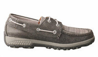 TWISTED X Women's Boat Shoe Driving Moccasin in grey eco - women's shoe - detail view