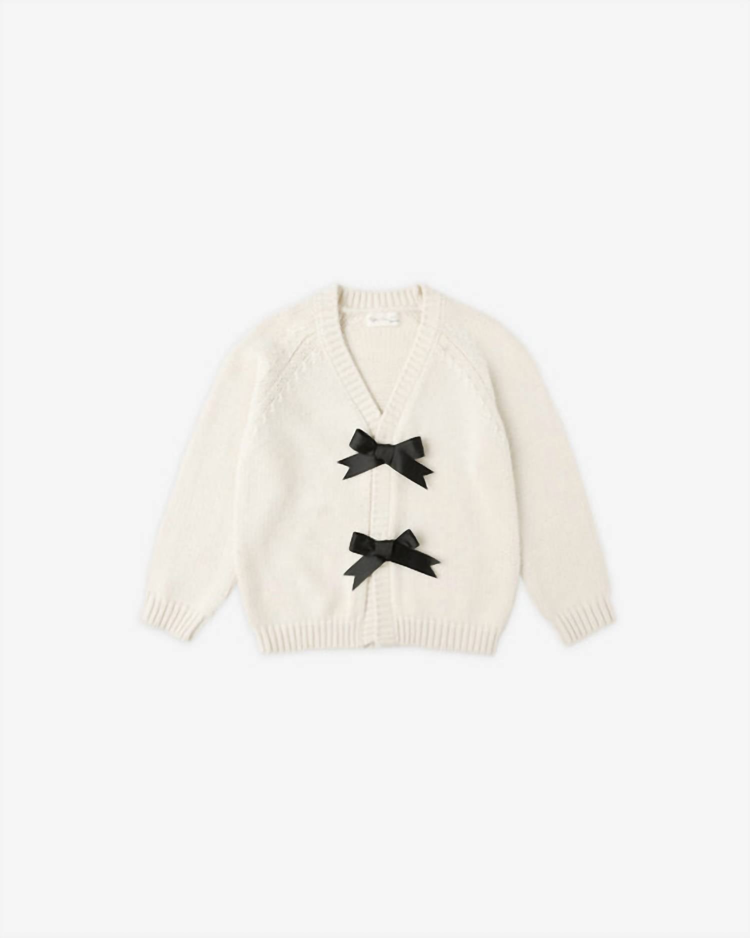 Rylee + Cru Bow Cardigan in natural - kids' sweater - view 4