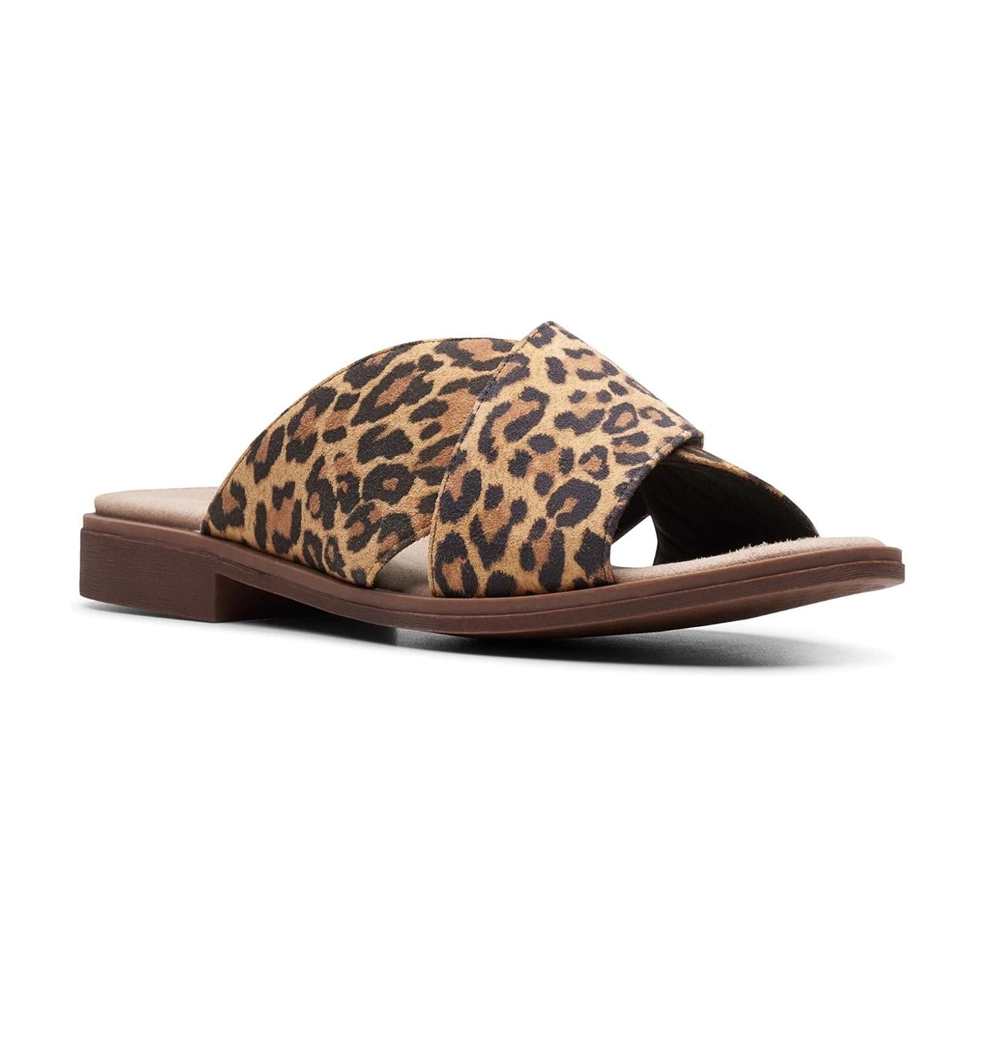 Clarks Women's Declan Ivy Sandal in tan leopard suede - women's sandal