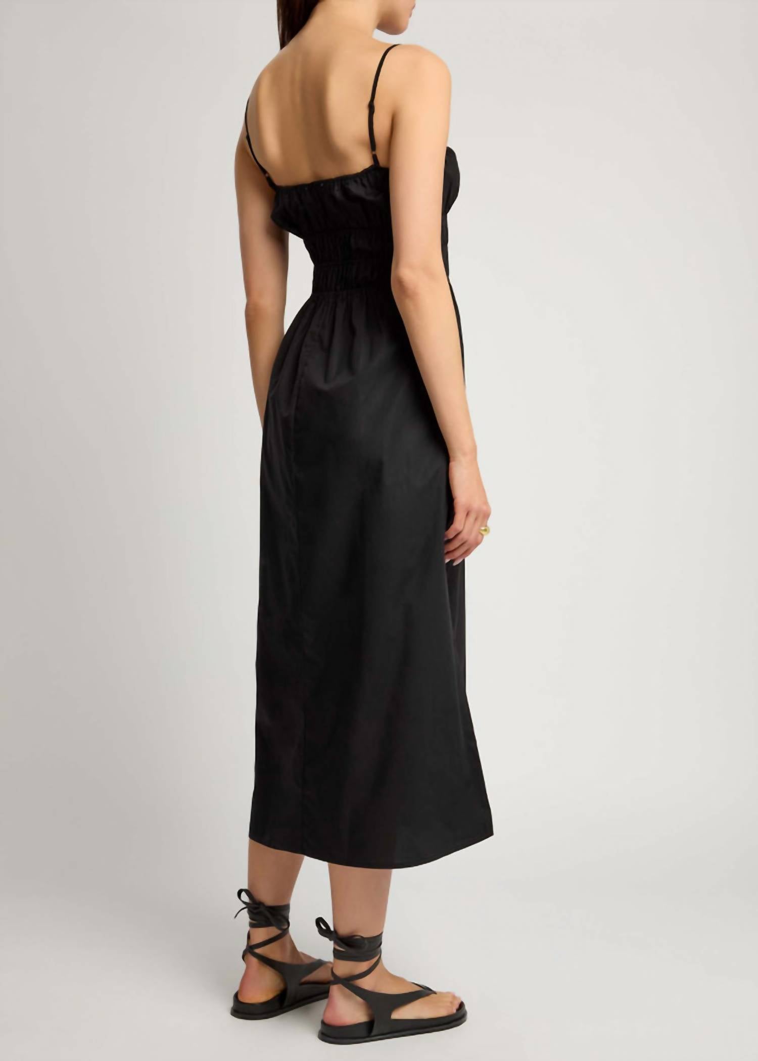FAITHFULL THE BRAND Marianne Midi Dress in black - women's dress - detail view