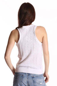 Minnie Rose - Heart Pointelle Scalloped Tank Top