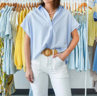 Karlie - Stripe Poplin Collared Top