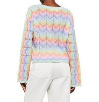Brodie Cashmere - Rainbow Chevron Slash Neck Sweater
