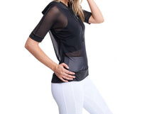 GOLDHAUS Breeze Short-sleeve Hoodie in black - women's top - alternate view