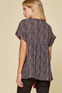 Andree By Unit - Leopard Babydoll Embroidered Top