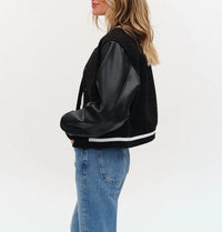 SIX/FIFTY York Shearling Jacket in black - women's jacket - detail view