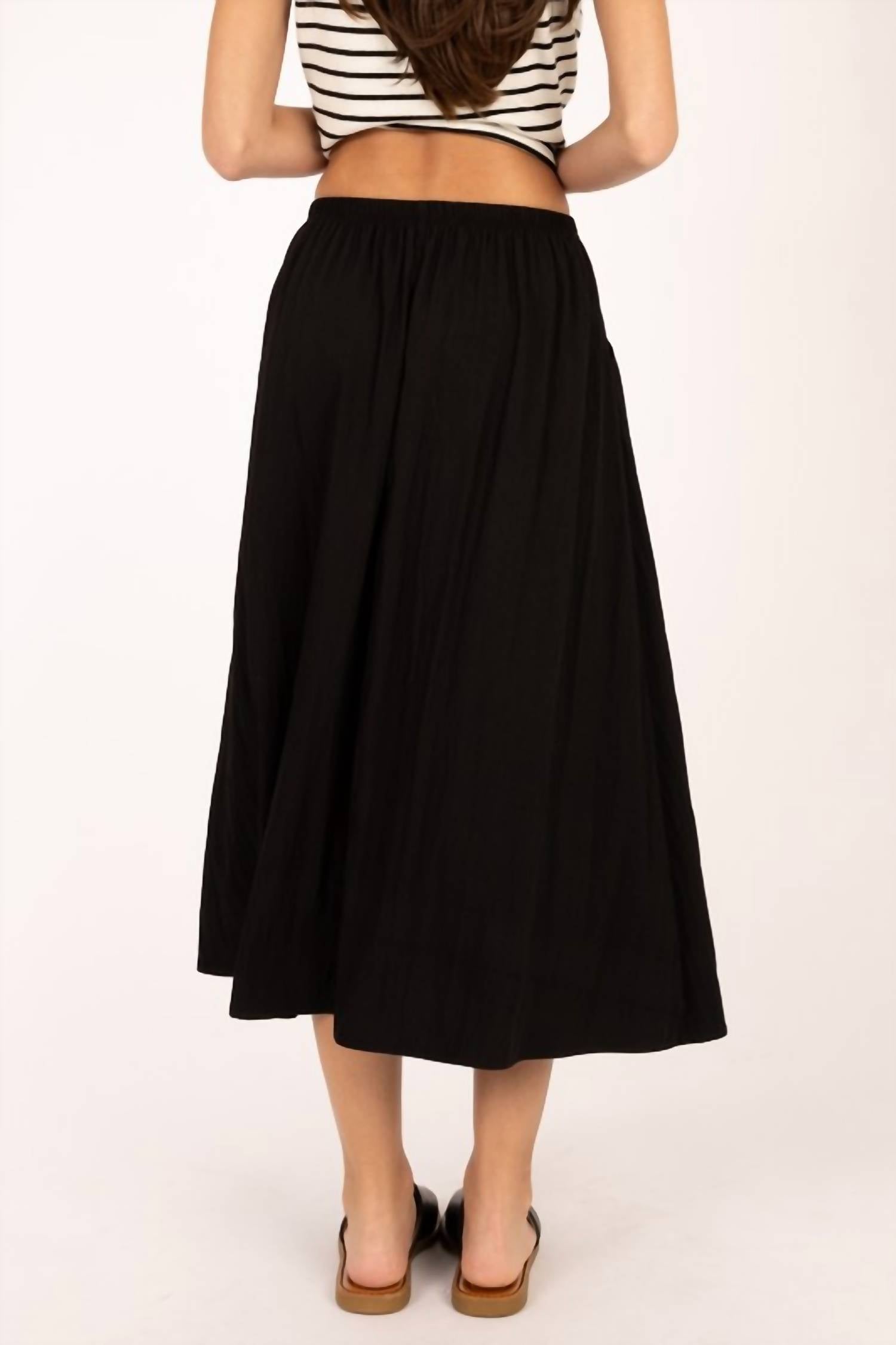 Elle Grey - Elastic Waist Flare Skirt