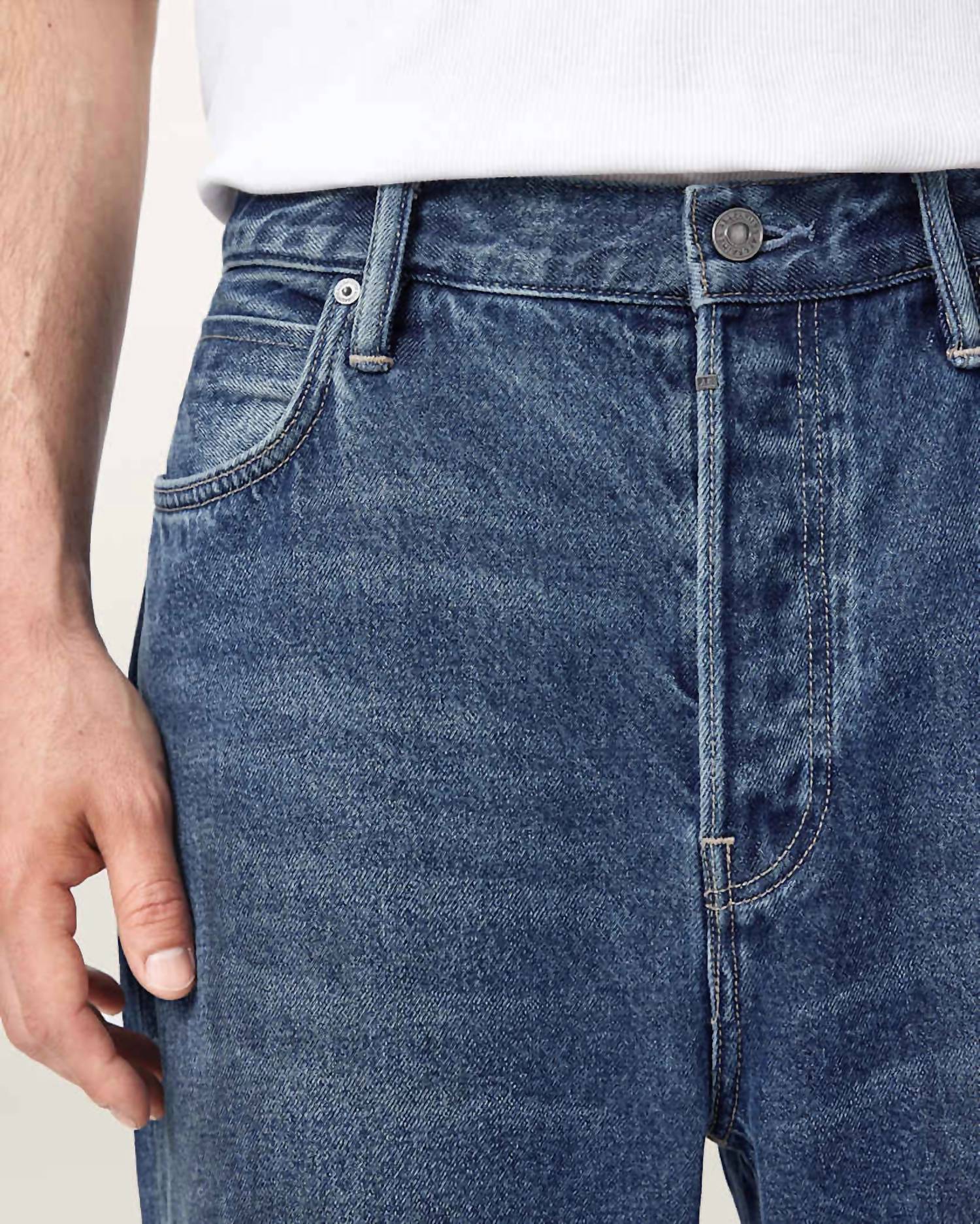 AllSaints Lenny Loose Fit Wide Leg Jeans in blue - men's jeans - alternate view