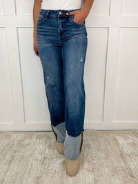Risen - April Distressed High-rise Wide Leg Jeans