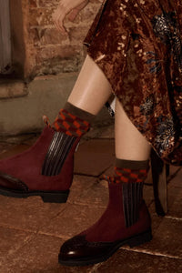 PENELOPE CHILVERS Women's Oscar Brogue-tip Wool-lined Boots in burgundy suede 1 - women's shoe - view 6