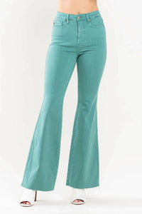 Judy Blue - Aspen Tummy Control High Waist Flare Raw Hem Jeans